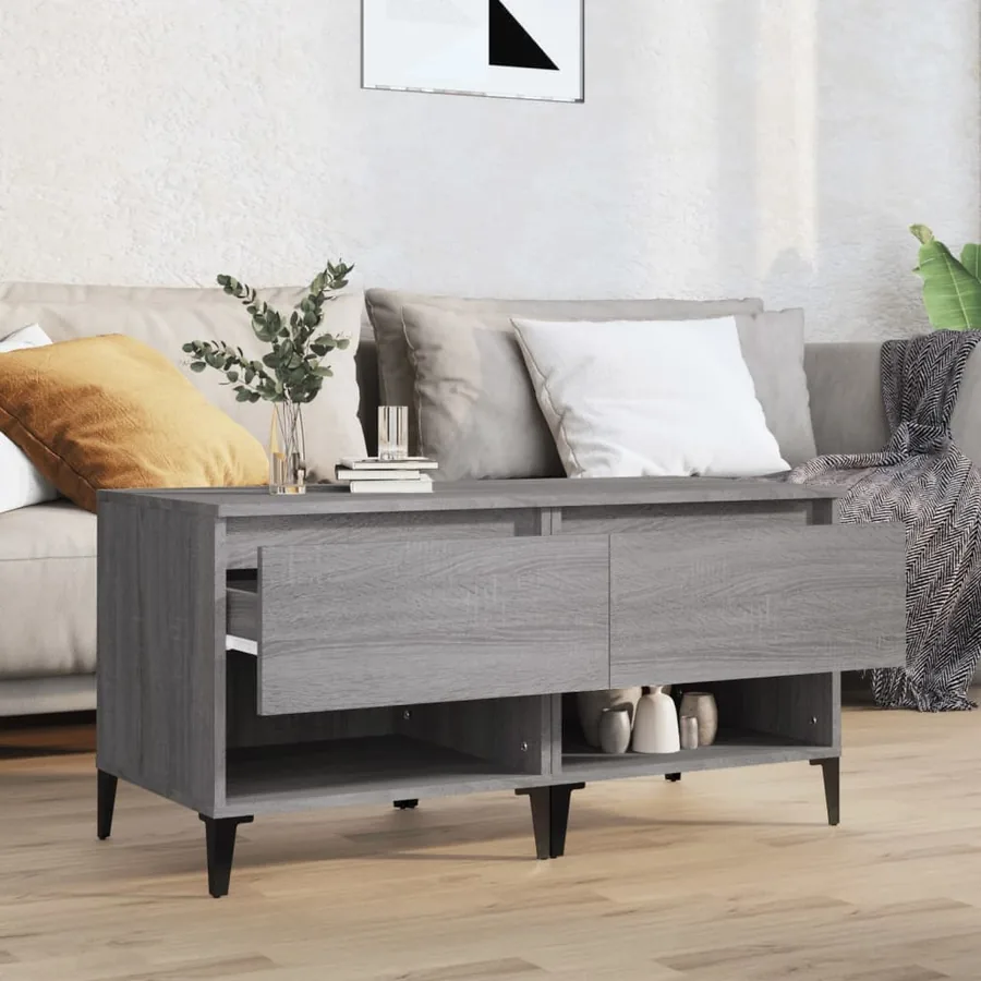 Tables d'appoint 2 pcs Sonoma gris 50x46x50 cm Bois ingénierie - 3