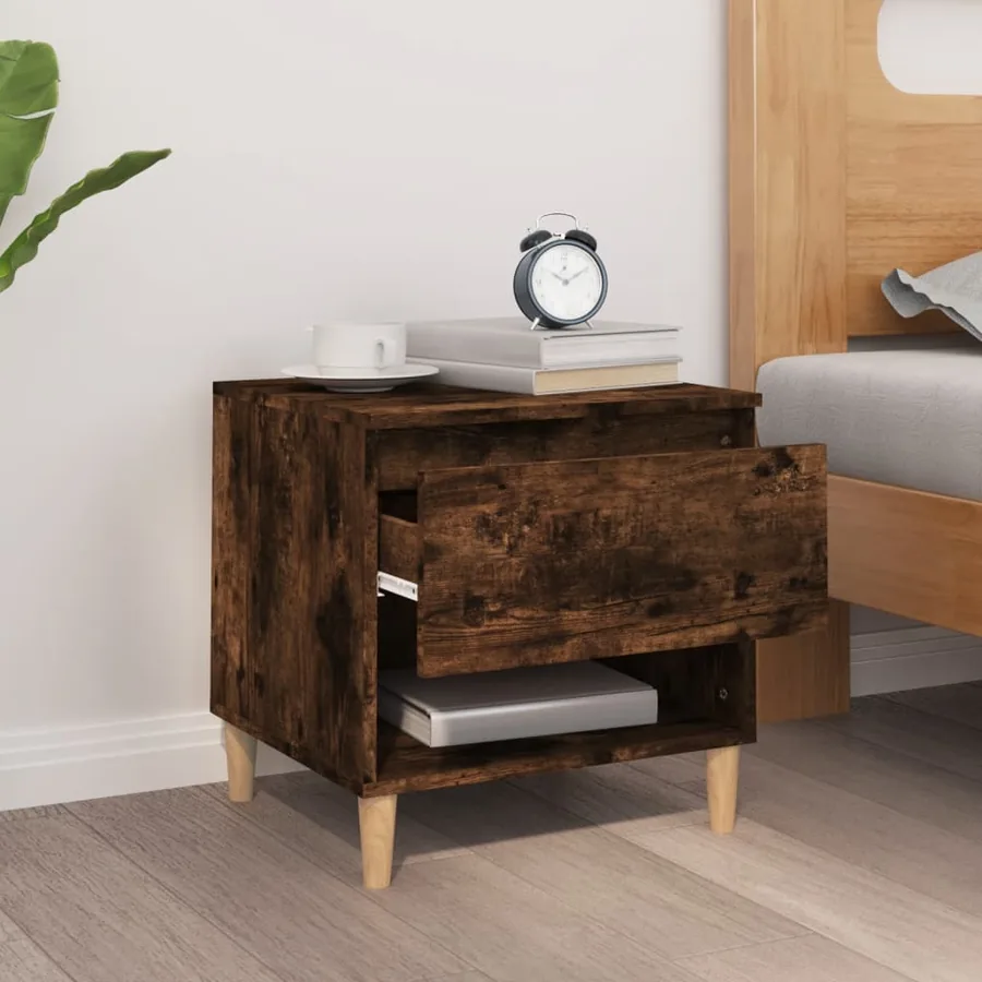 Table de chevet Chêne fumé 50x46x50 cm Bois d'ingénierie - 3