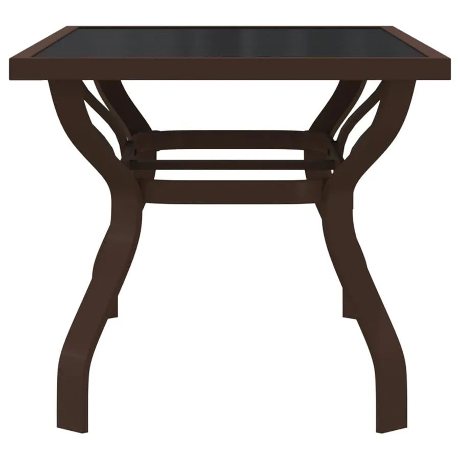 Table de jardin Marron et noir 140x70x70 cm Acier et verre - 4