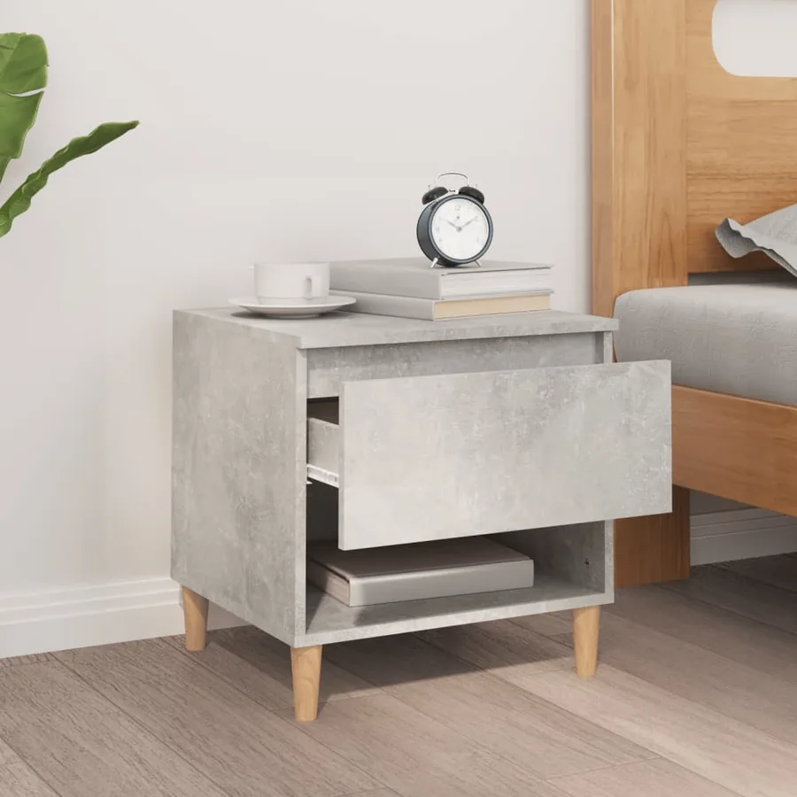 Table de chevet Gris béton 50x46x50 cm Bois d'ingénierie - 3