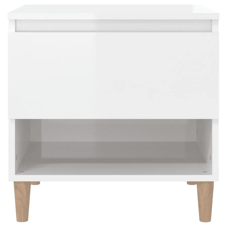 Tables de chevet 2 pcs Blanc brillant 50x46x50 cm - 5
