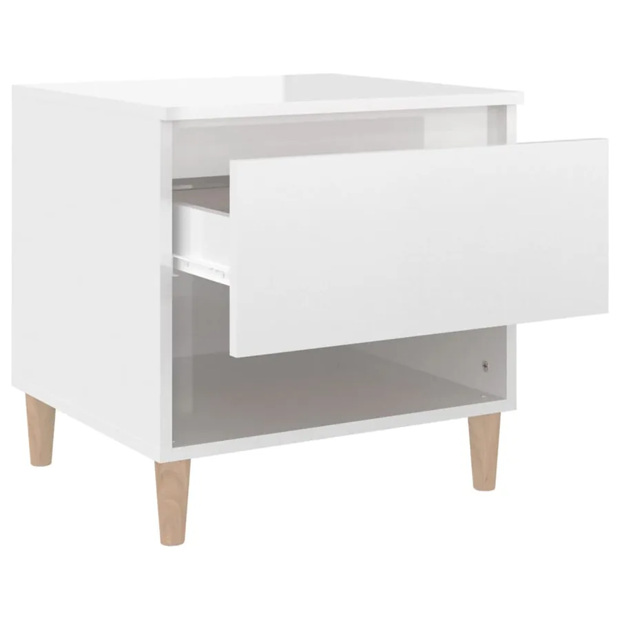 Tables de chevet 2 pcs Blanc brillant 50x46x50 cm - 7