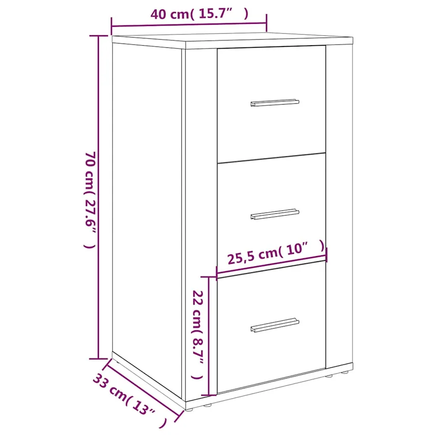 Buffet Sonoma gris 40x33x70 cm Bois d'ingénierie - 10