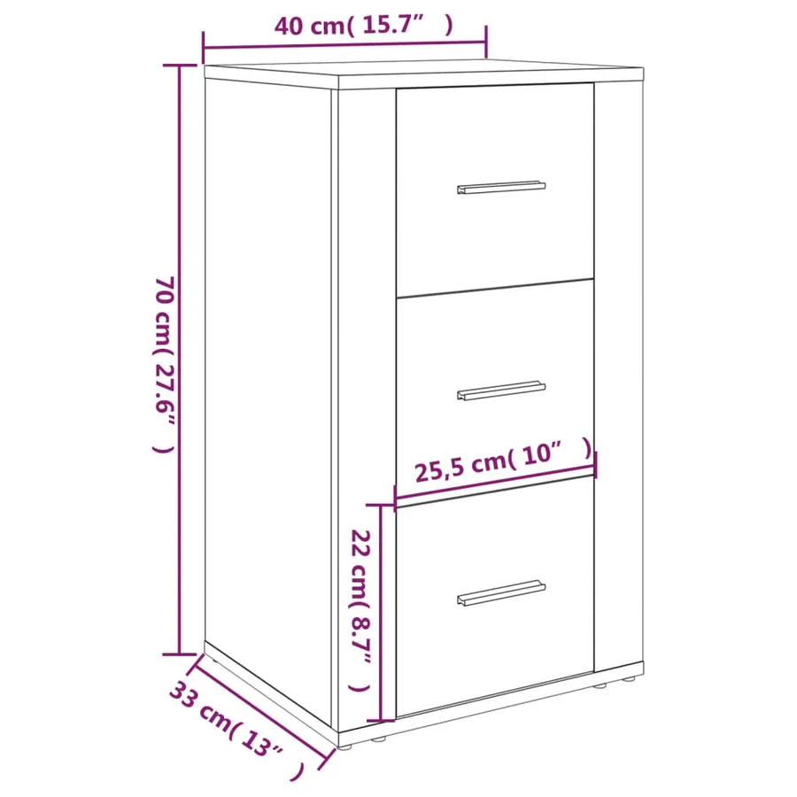 Buffet Gris béton 40x33x70 cm Bois d'ingénierie - 10