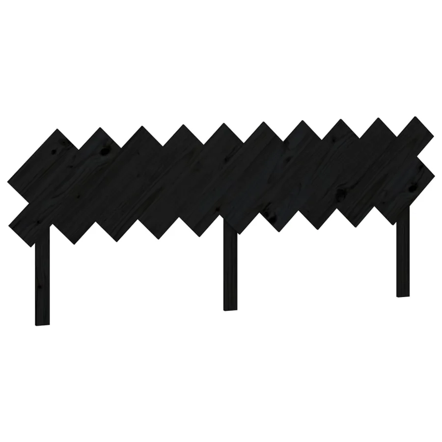 Tête de lit Noir 196x3x80,5 cm Bois massif de pin - 2