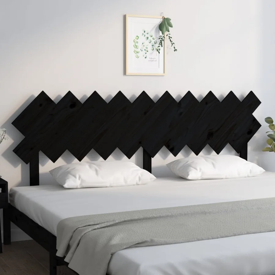 Tête de lit Noir 196x3x80,5 cm Bois massif de pin - 3