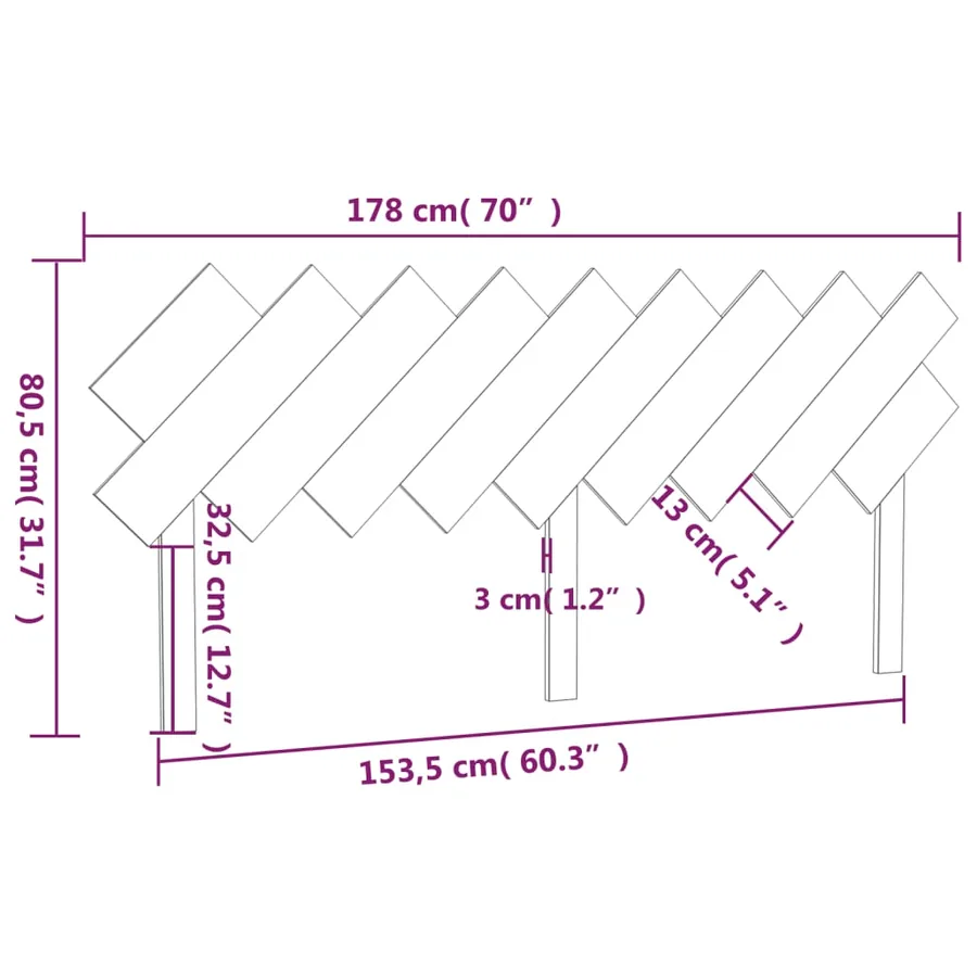 Tête de lit Marron miel 178x3x80,5 cm Bois massif de pin - 6