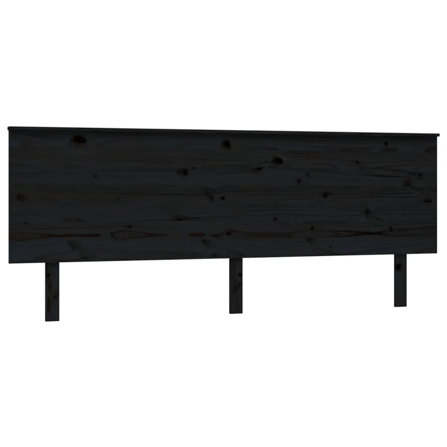 Tête de lit Noir 204x6x82,5 cm Bois massif de pin - 2