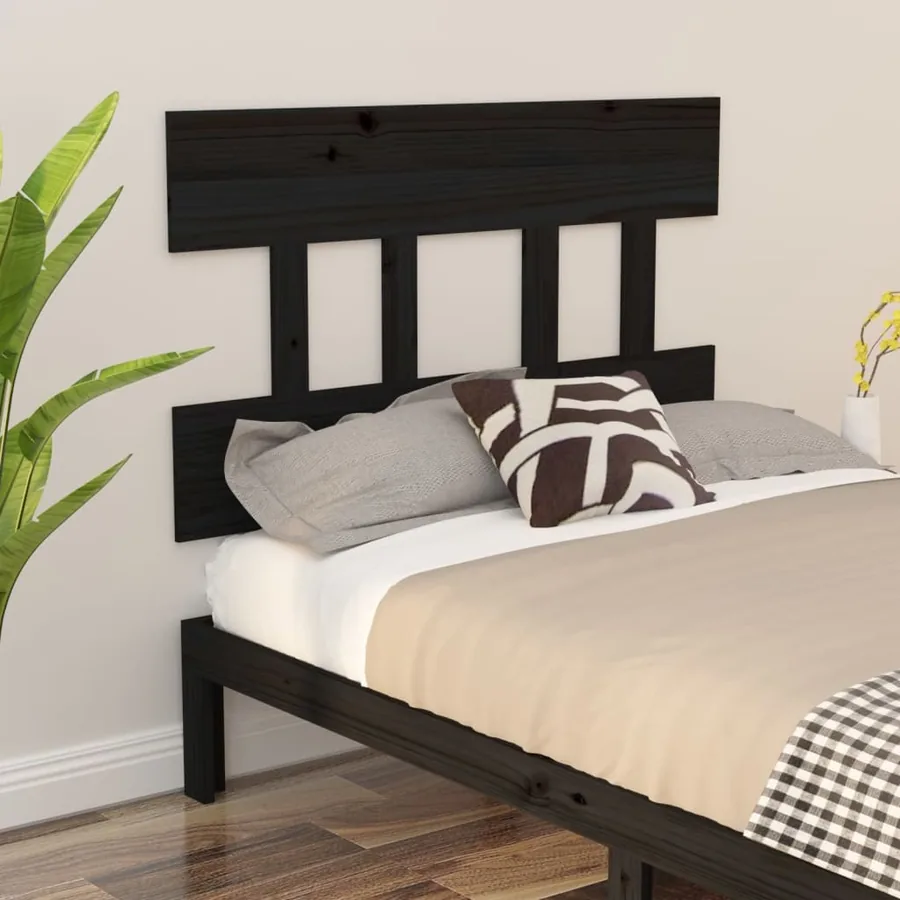 Tête de lit Noir 103,5x3x81 cm Bois massif de pin - 4