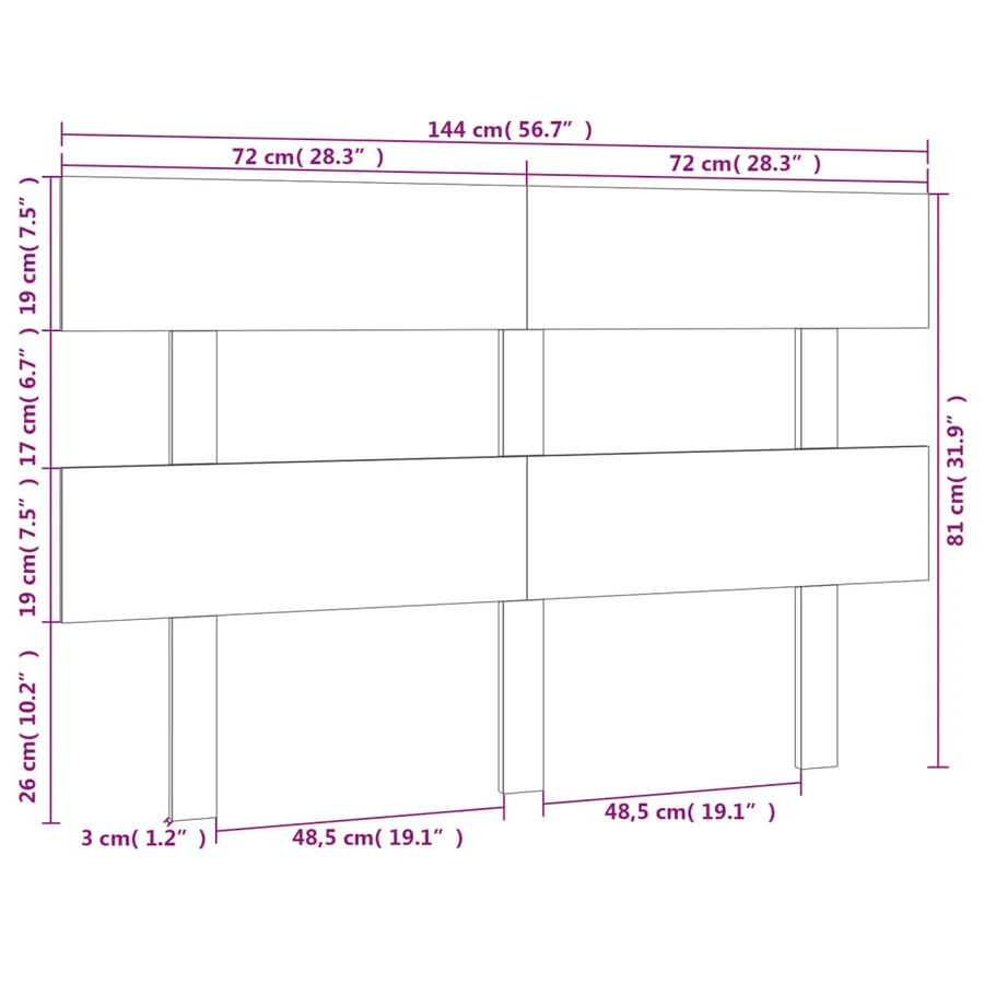 Tête de lit 144x3x81 cm Bois massif de pin - 6