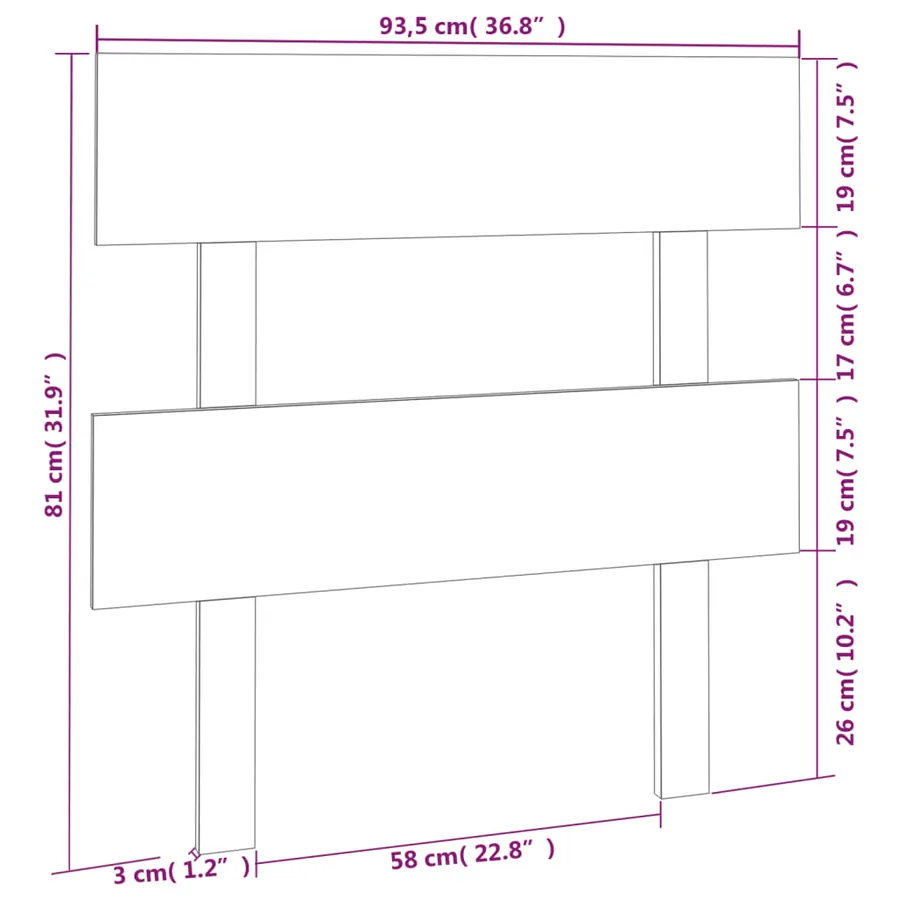 Tête de lit Blanc 93,5x3x81 cm Bois massif de pin - 6