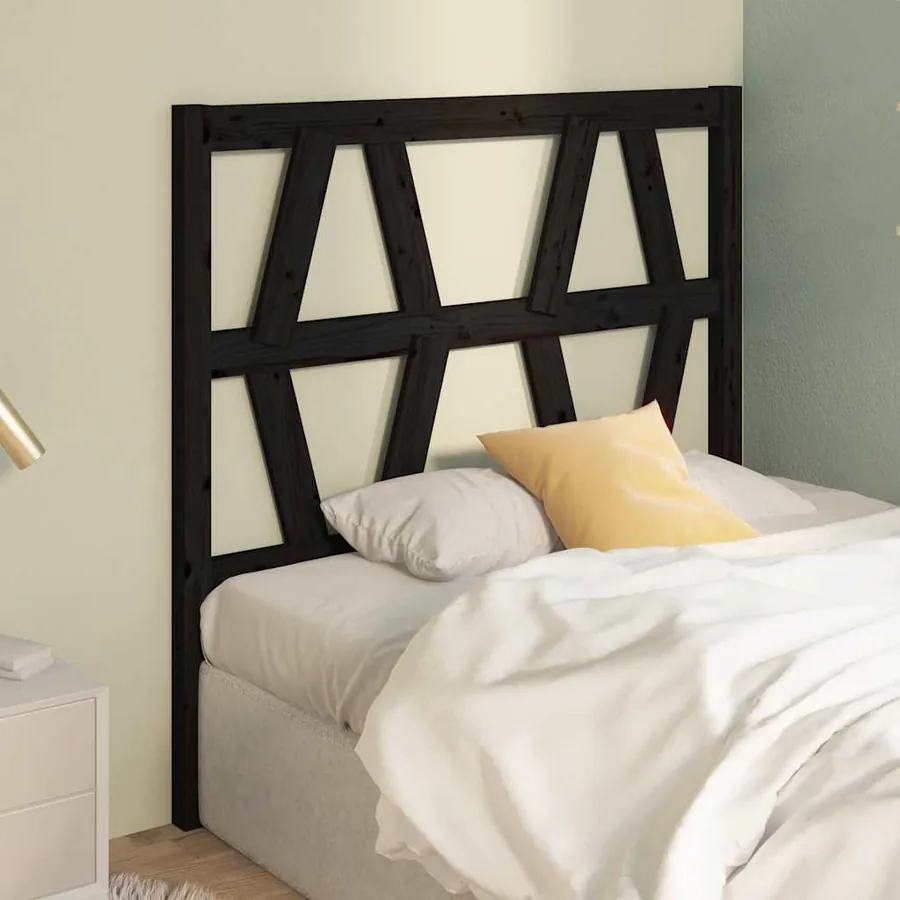 Tête de lit Noir 81x4x100 cm Bois massif de pin - 4
