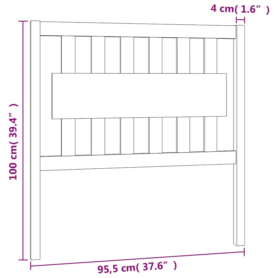 Tête de lit Gris 95,5x4x100 cm Bois massif de pin - 6
