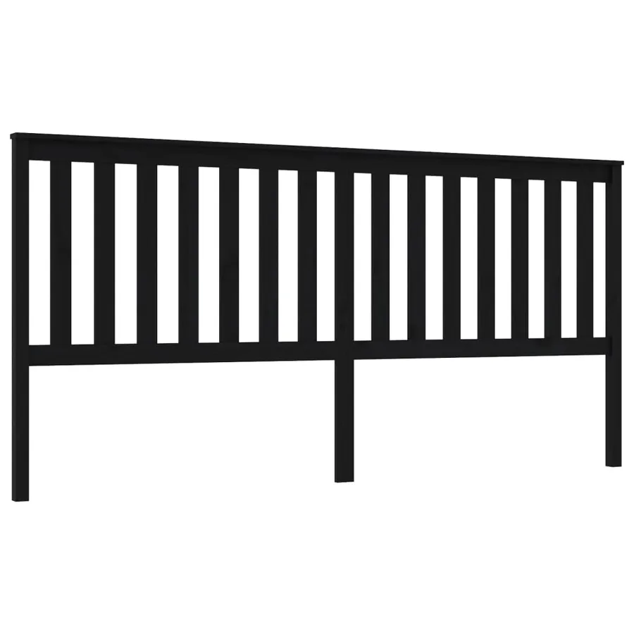 Tête de lit Noir 206x6x101 cm Bois massif de pin - 2