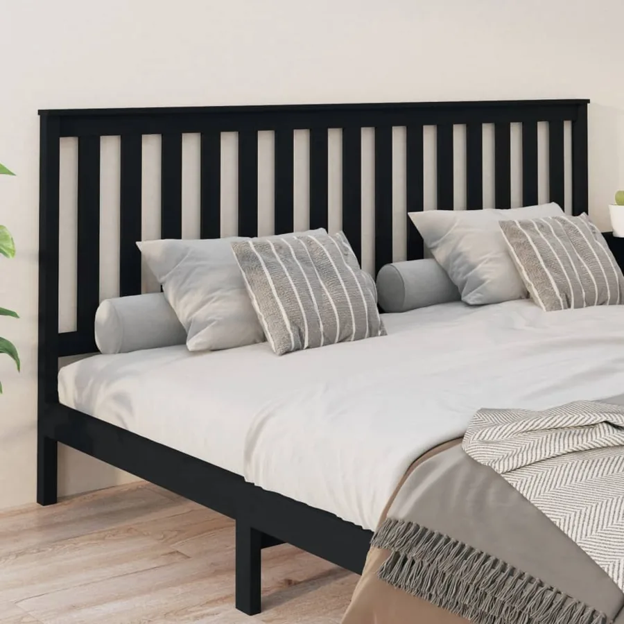 Tête de lit Noir 206x6x101 cm Bois massif de pin - 4