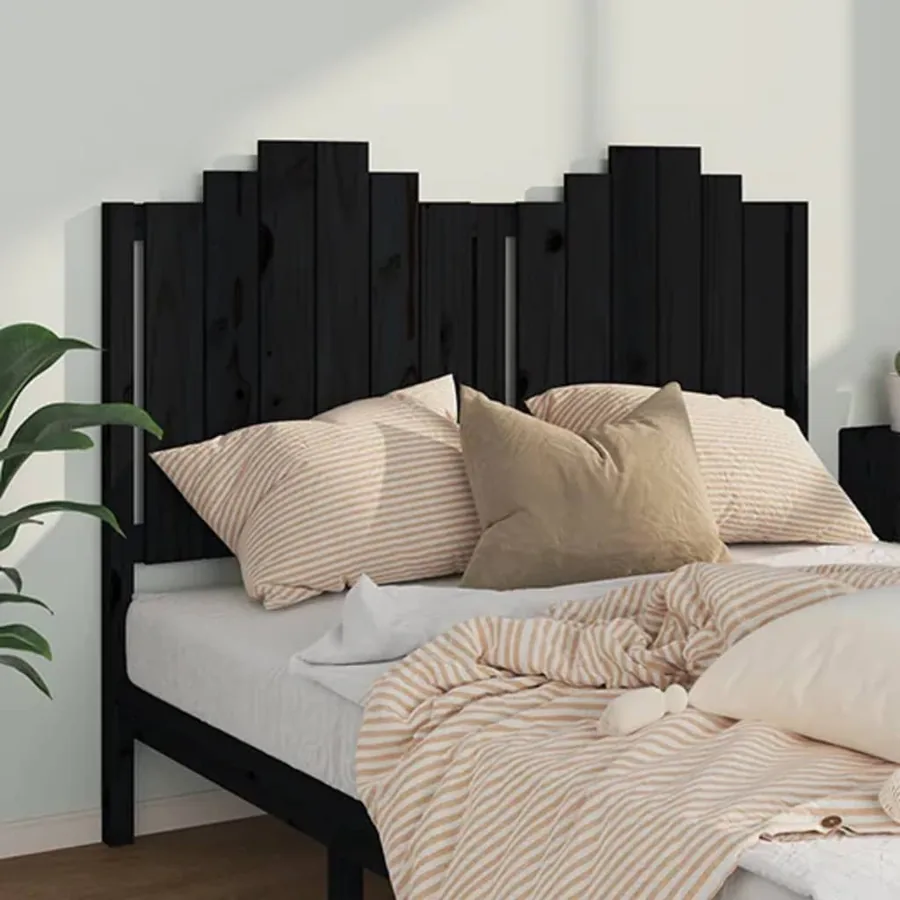 Tête de lit Noir 146x4x110 cm Bois massif de pin - 3