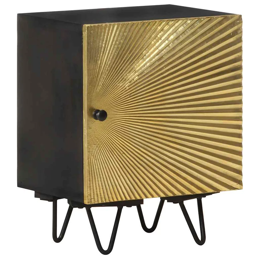 Table de chevet avec front en laiton 40x30x50cm Manguier massif - 13