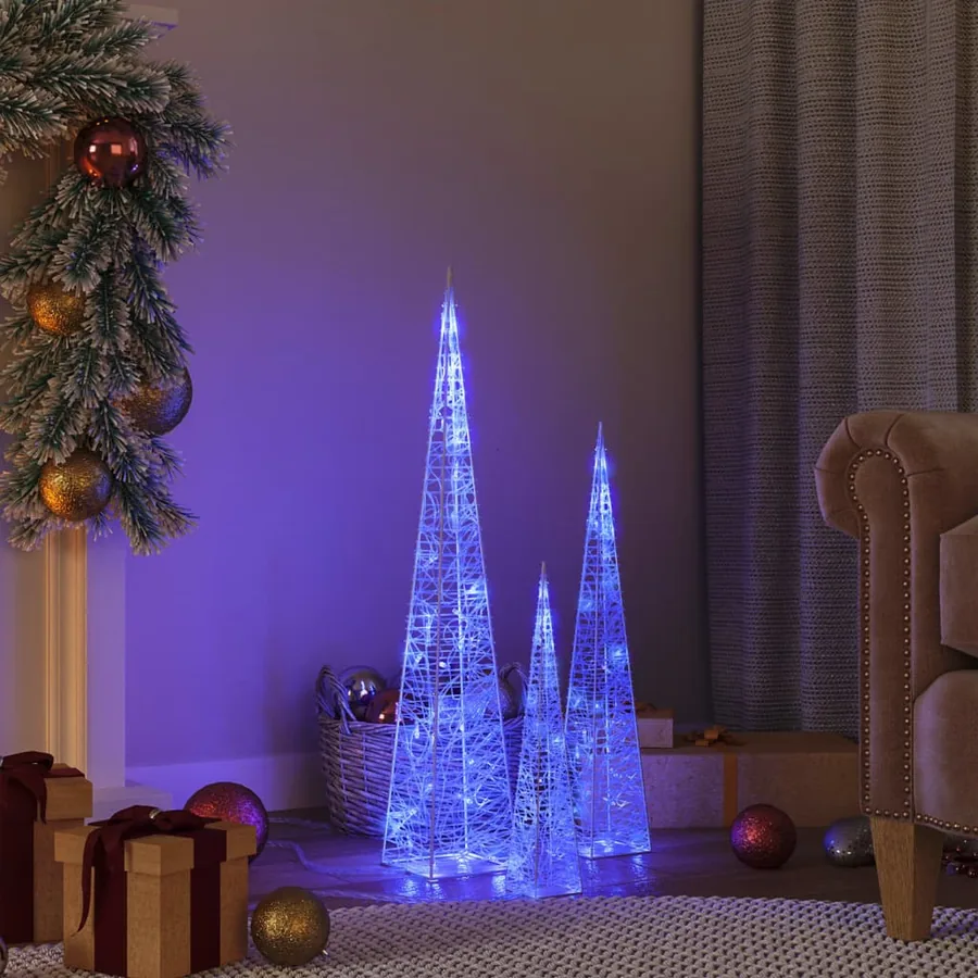 Jeu de cônes lumineux à LED Acrylique Bleu 30/45/60 cm