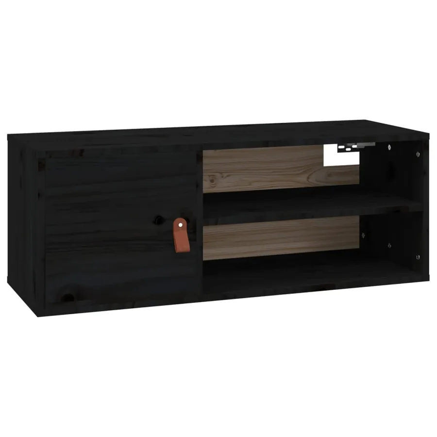 Armoire murale Noir 80x30x30 cm Bois de pin massif - 2