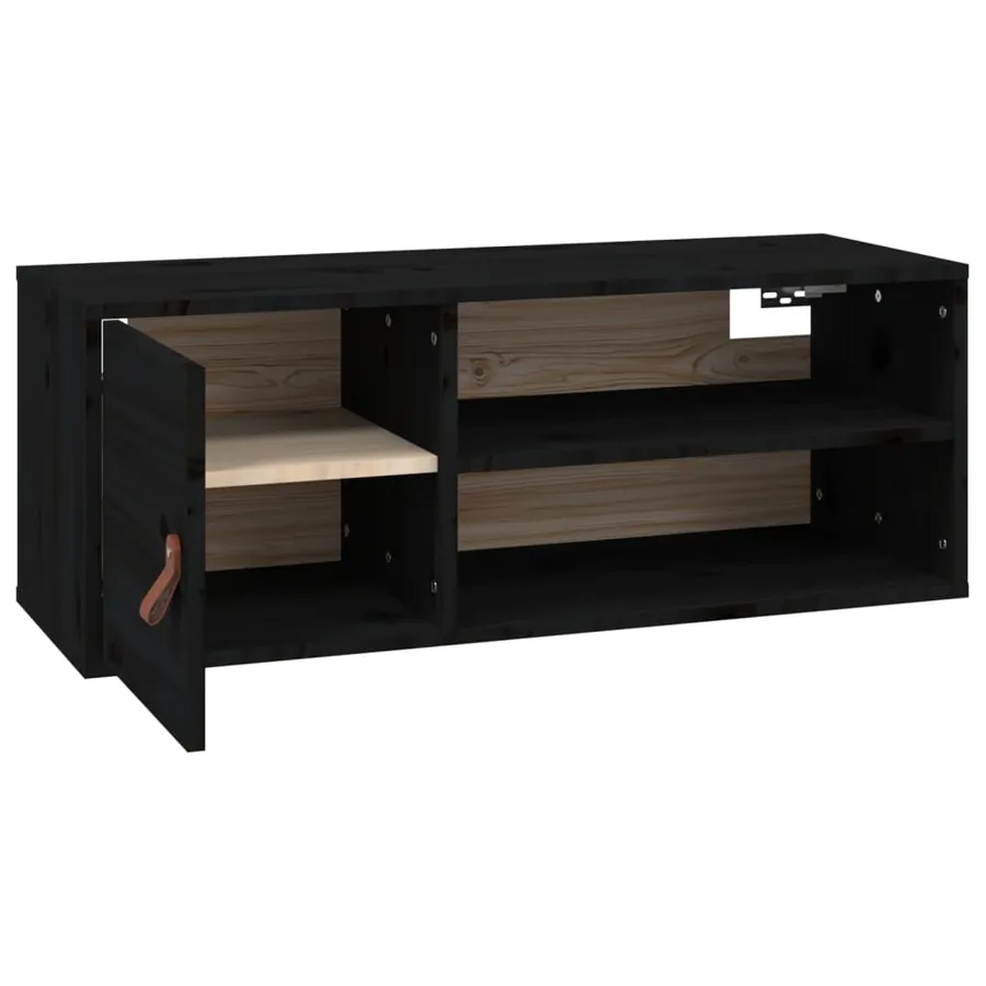 Armoire murale Noir 80x30x30 cm Bois de pin massif - 7
