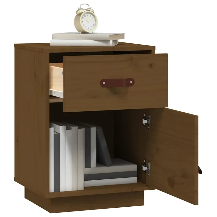 Table de chevet Marron miel 40x34x55 cm Bois de pin solide - 4