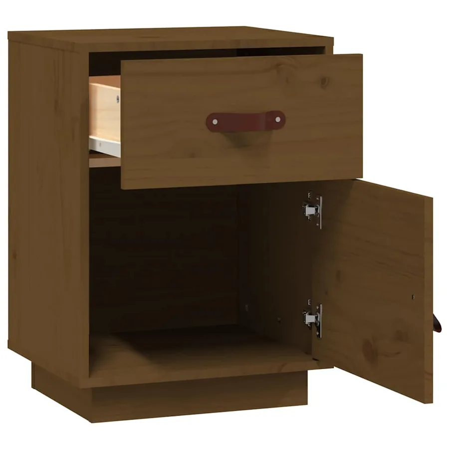 Table de chevet Marron miel 40x34x55 cm Bois de pin solide - 6
