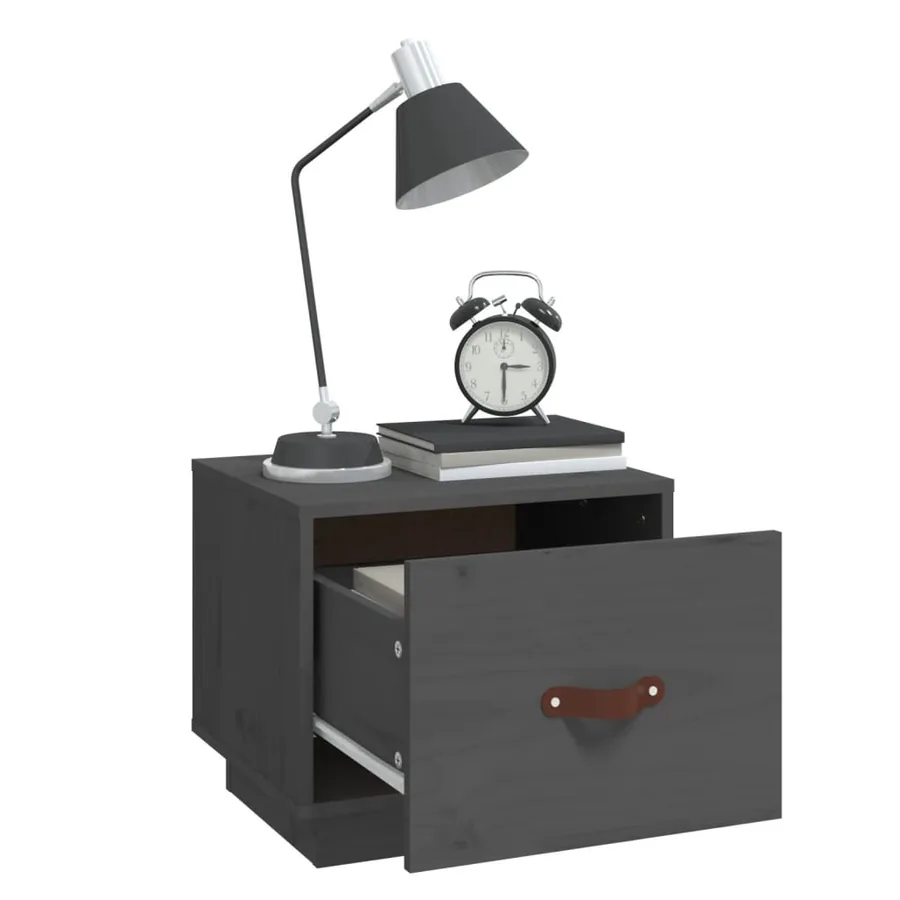 Table de chevet Gris 40x34x35 cm Bois de pin solide - 4