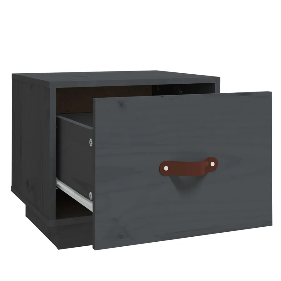 Table de chevet Gris 40x34x35 cm Bois de pin solide - 7