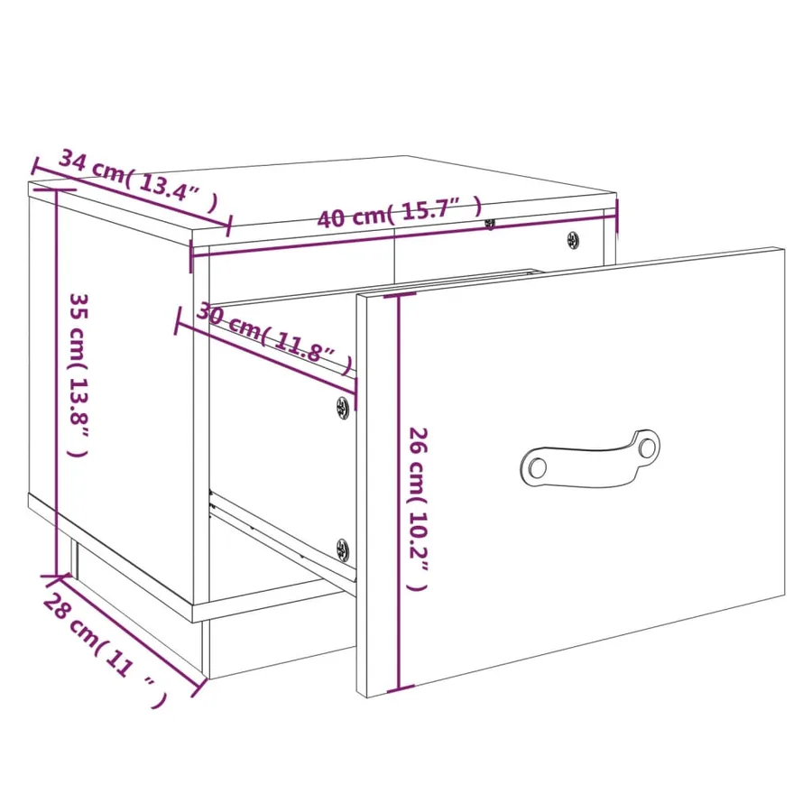 Table de chevet Gris 40x34x35 cm Bois de pin solide - 9