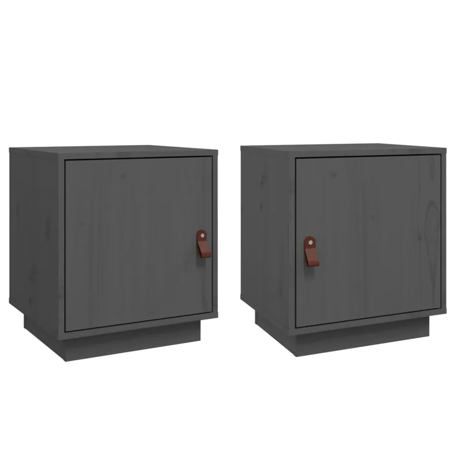 Tables de chevet 2 pcs Gris 40x34x45 cm Bois de pin massif - 2