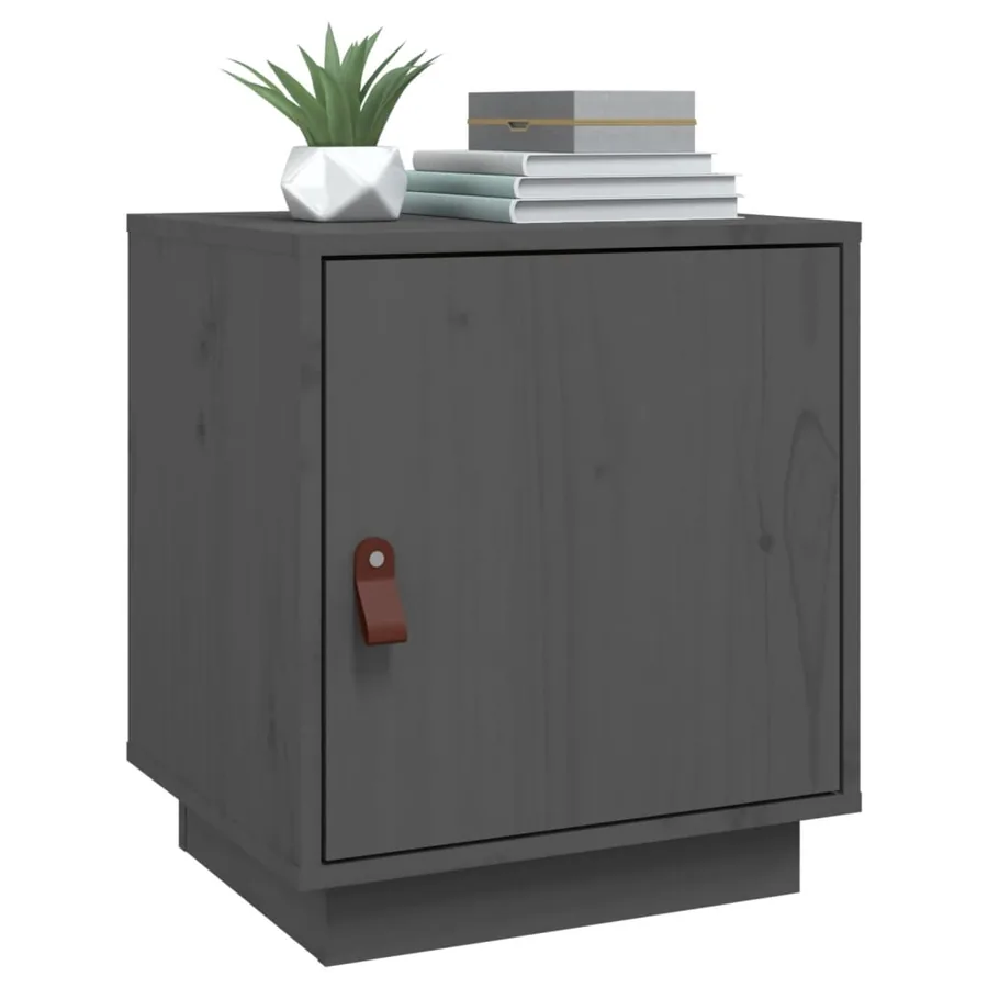 Tables de chevet 2 pcs Gris 40x34x45 cm Bois de pin massif - 4