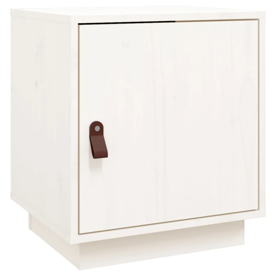 Table de chevet Blanc 40x34x45 cm Bois de pin massif - 2