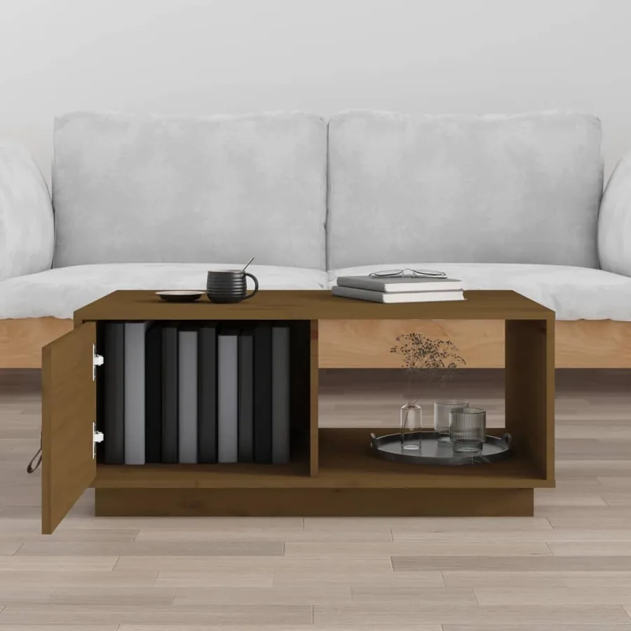Table basse Marron miel 80x50x35,5 cm Bois massif de pin - 3