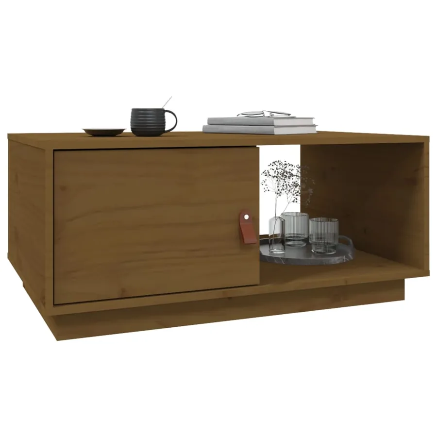 Table basse Marron miel 80x50x35,5 cm Bois massif de pin - 4