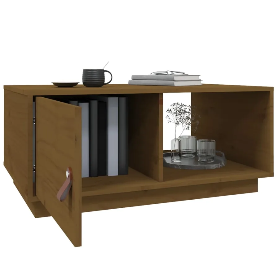 Table basse Marron miel 80x50x35,5 cm Bois massif de pin - 5