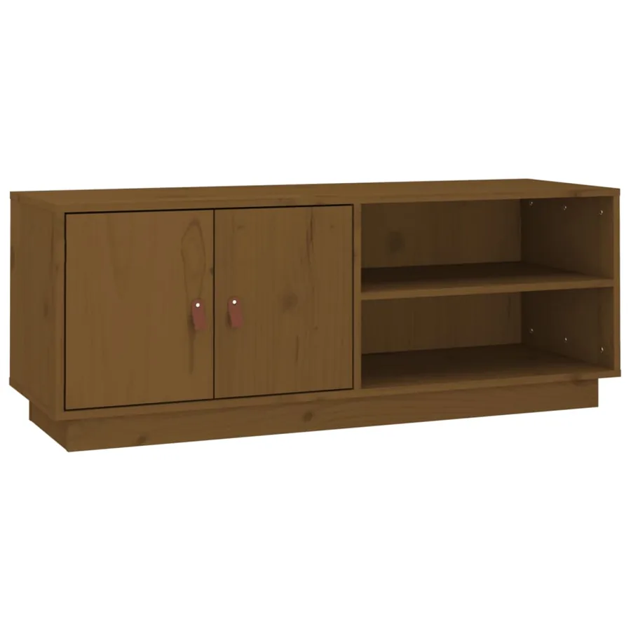 Meuble TV Marron miel 105x34x40 cm Bois de pin massif - 2