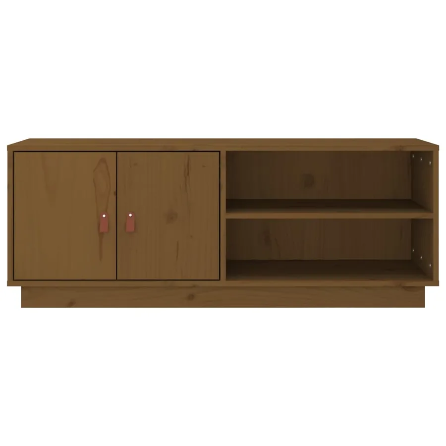 Meuble TV Marron miel 105x34x40 cm Bois de pin massif - 6