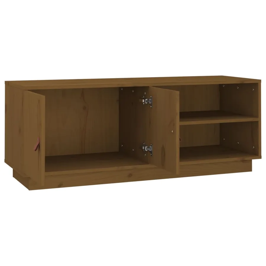 Meuble TV Marron miel 105x34x40 cm Bois de pin massif - 7