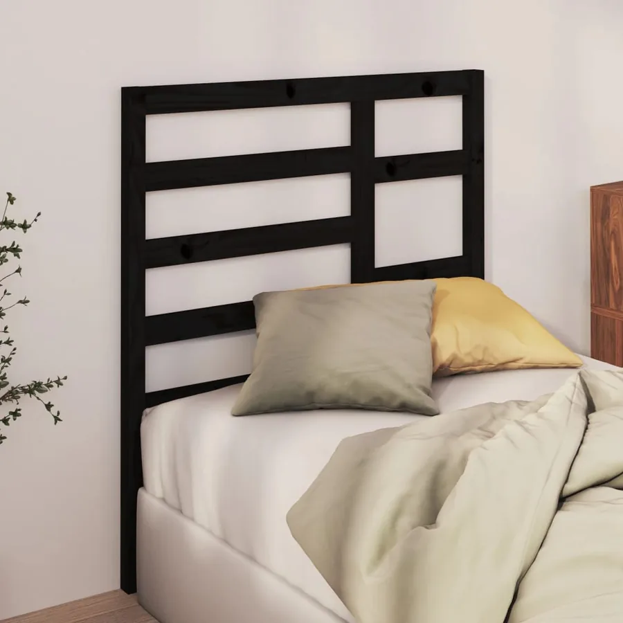 Tête de lit Noir 81x4x104 cm Bois massif de pin - 3