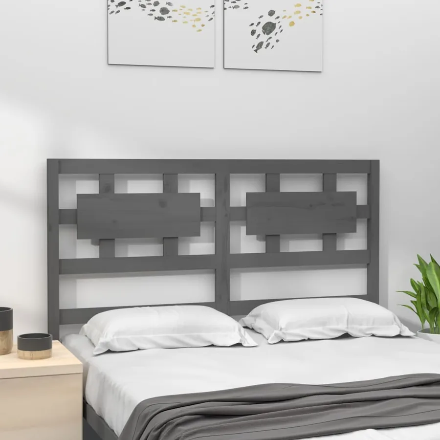 Tête de lit Gris 185,5x4x100 cm Bois massif de pin - 3