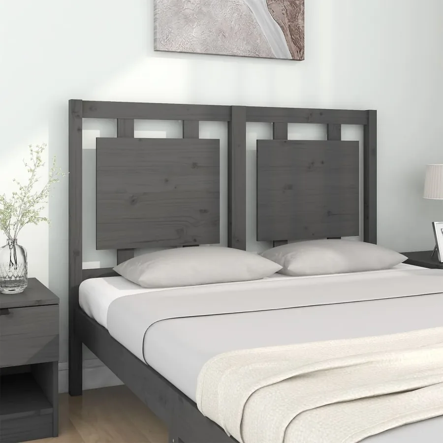 Tête de lit Gris 125,5x4x100 cm Bois massif de pin - 3