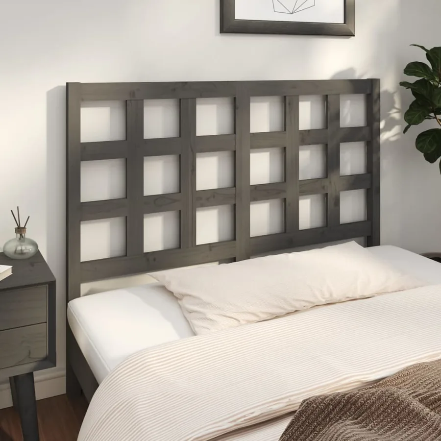 Tête de lit Gris 125,5x4x100 cm Bois massif de pin - 4