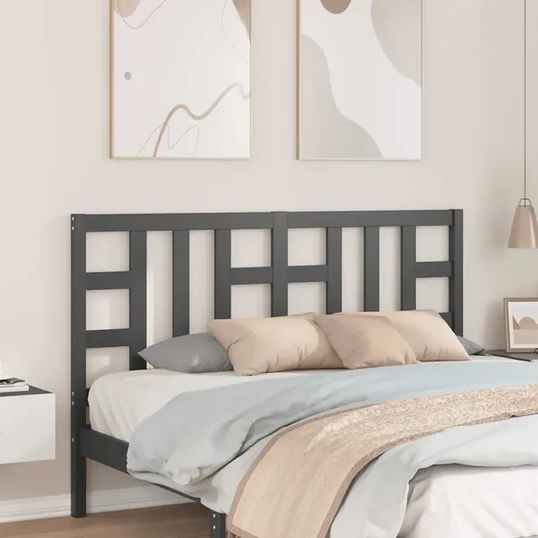 Tête de lit Gris 146x4x100 cm Bois massif de pin