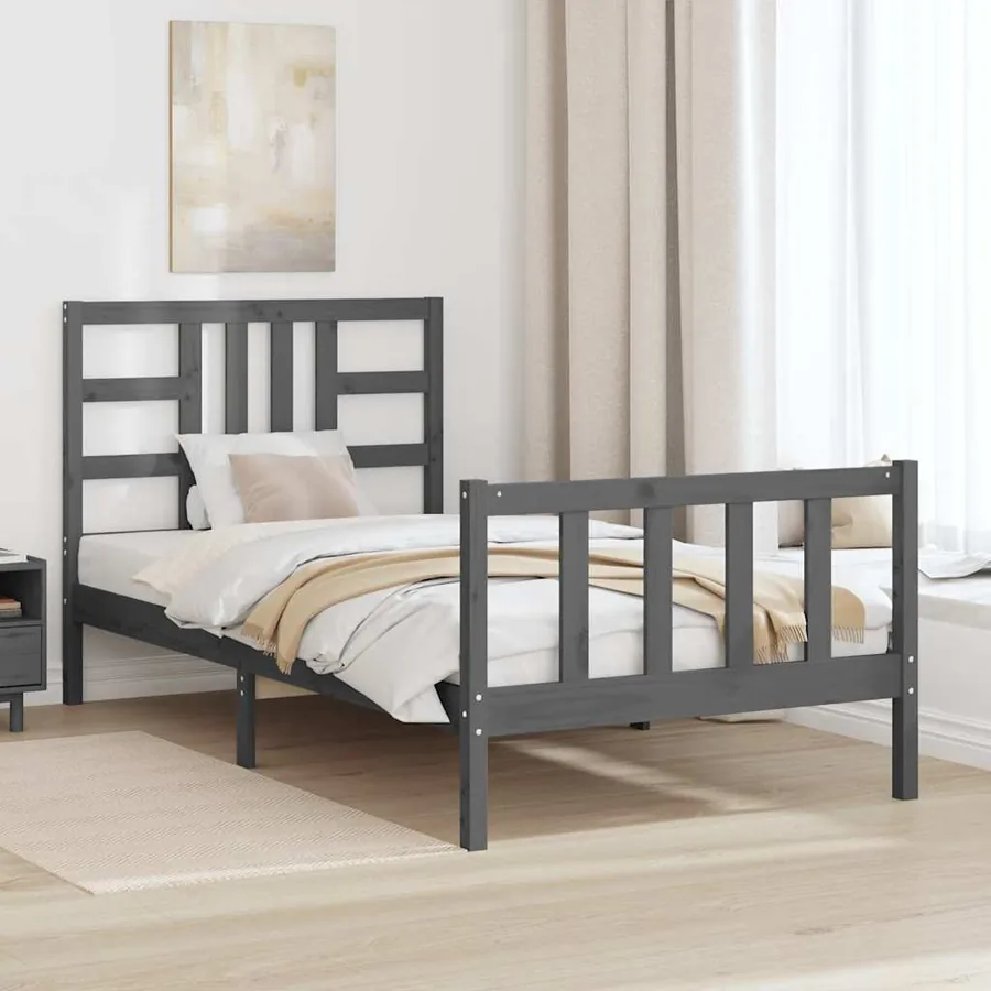Tête de lit Gris 141x4x100 cm Bois massif de pin