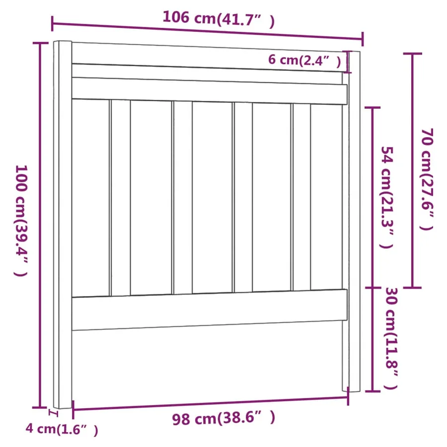 Tête de lit Marron miel 106x4x100 cm Bois massif de pin - 6