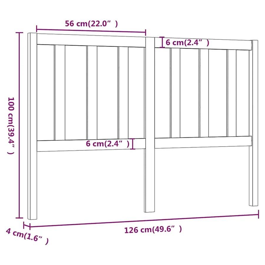 Tête de lit Marron miel 126x4x100 cm Bois massif de pin - 6