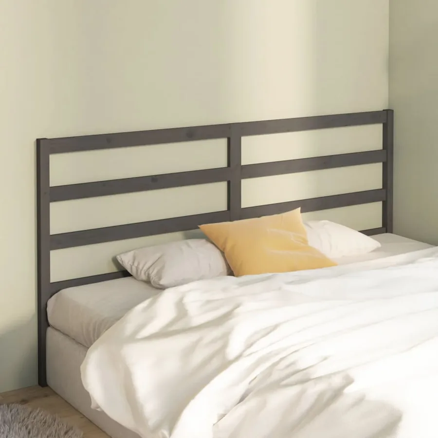 Tête de lit Gris 206x4x100 cm Bois massif de pin - 3