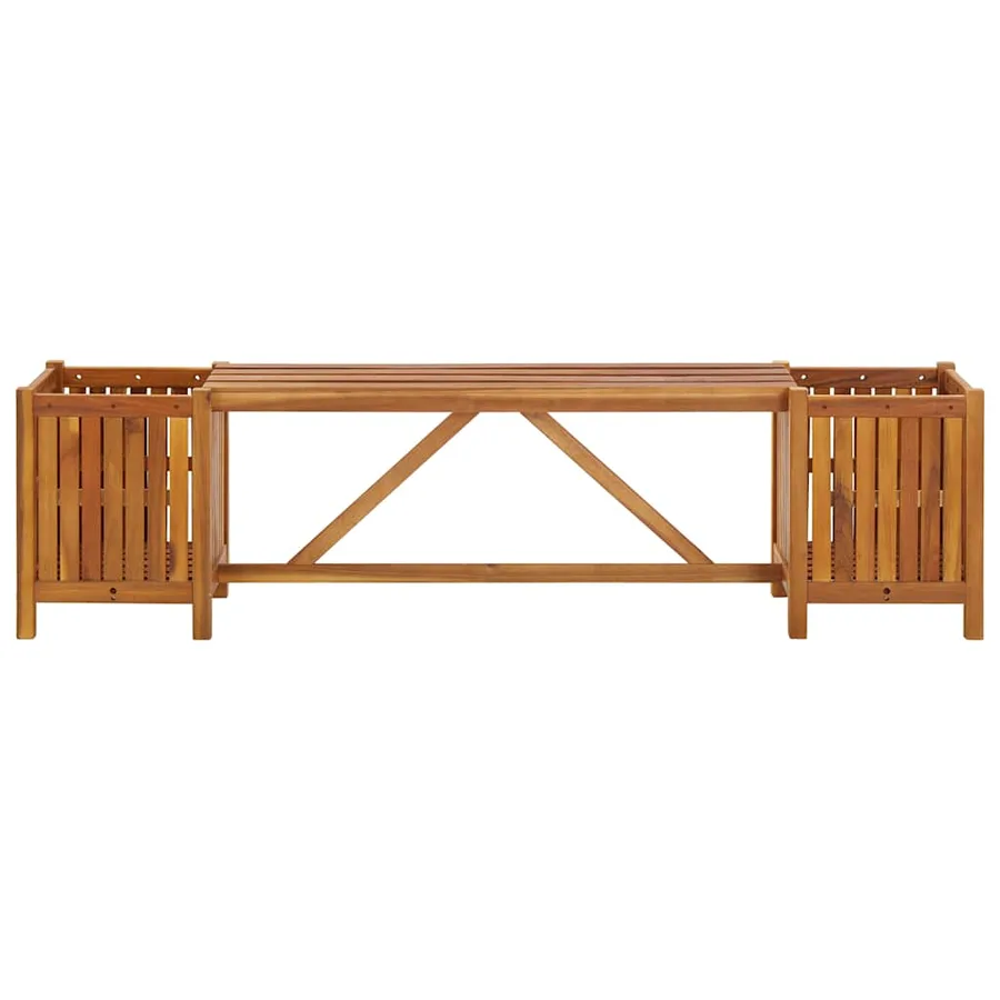 Banc de jardin avec 2 jardinières 150x30x40 cm Bois d'acacia - 4
