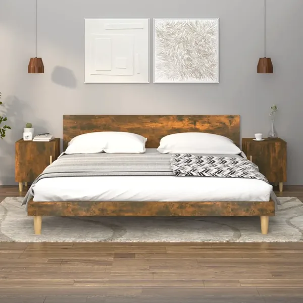 Tables de chevet 2 pcs Chêne fumé Bois d'ingénierie