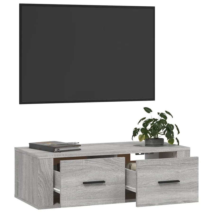 Armoire TV suspendue Sonoma gris 80x36x25 cm Bois d'ingénierie - 5